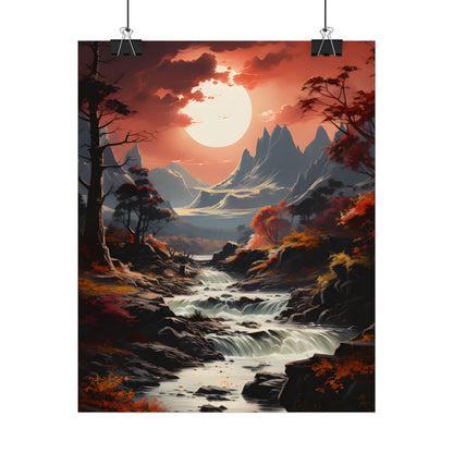 Breathtaking Waterfall Oil Painting: A Realistic Artwork - Poster