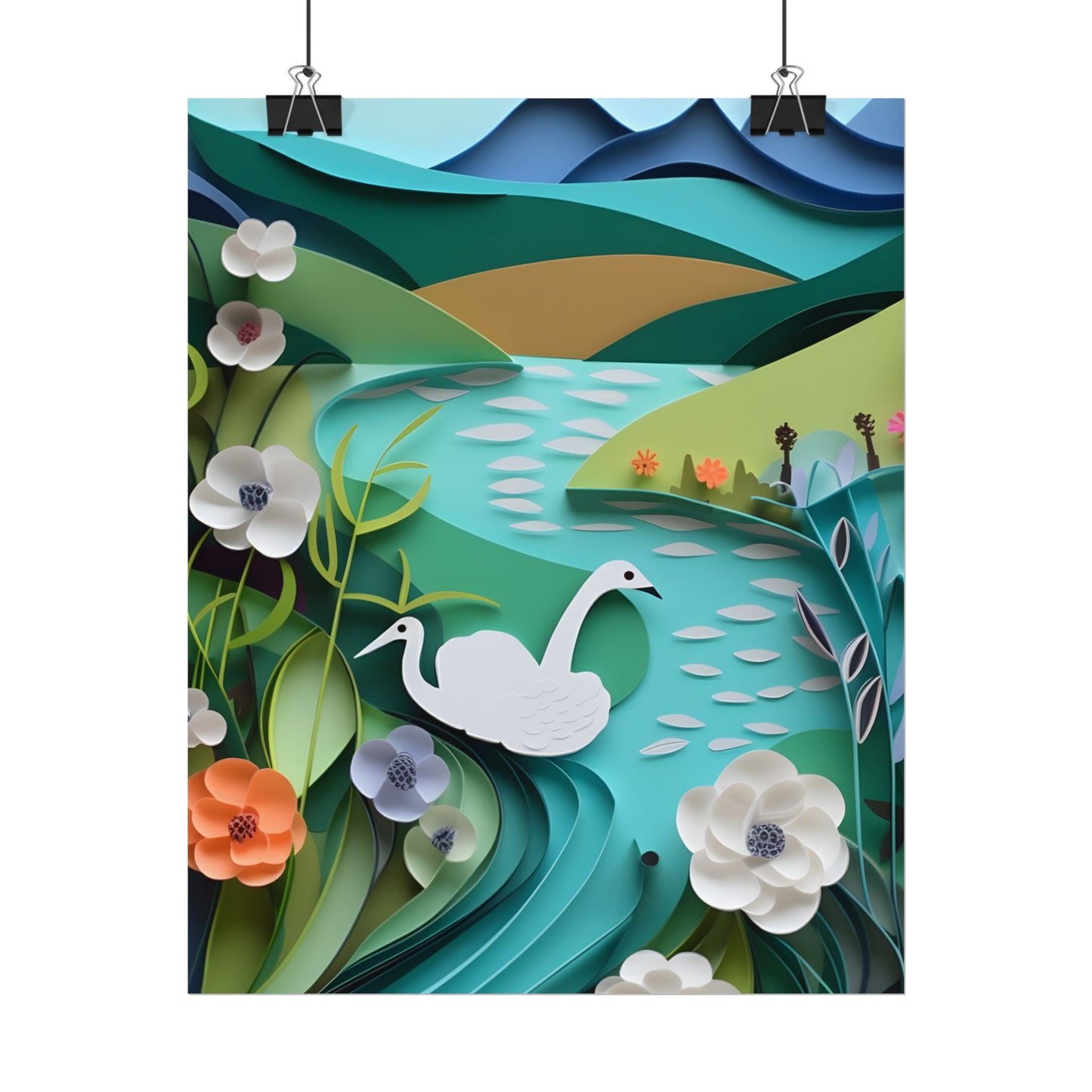 Vibrant Paper Quilling Island: A Beautiful Tropical Landscape - Poster