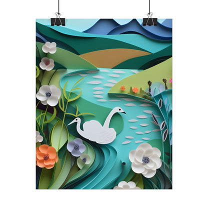 Vibrant Paper Quilling Island: A Beautiful Tropical Landscape - Poster