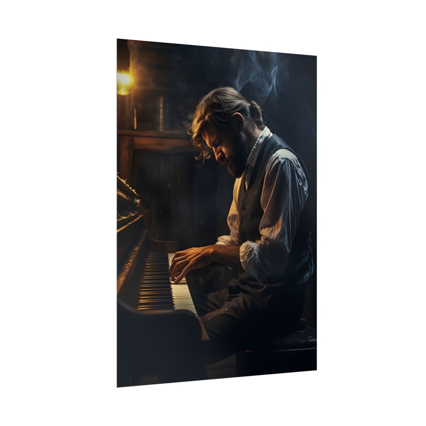Mysterious Piano Maestro: Musical Artwork - Poster