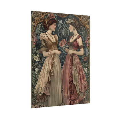 Women in Ornate Attire: Formal Primrose Ceremony - Poster