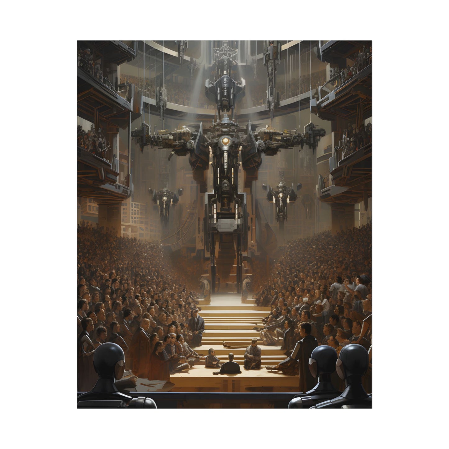 Robot Symphony: Elevated View of Robot Orchestra - Poster