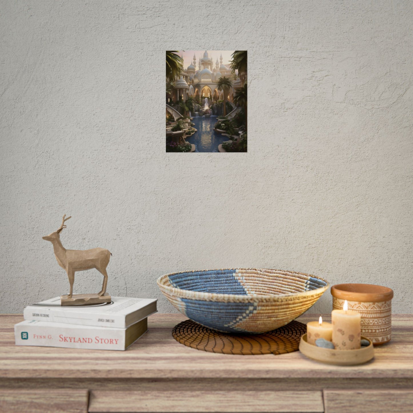Desert Oasis Serenity: Arabian Nights-Inspired Landscape Art - Poster