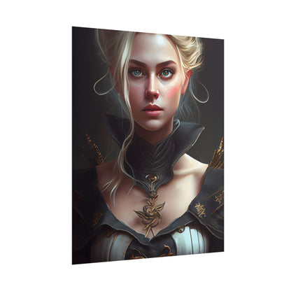 Stunning Blonde Portrait: Elegant Vintage Dress - Poster
