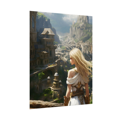 Dramatic Anime Blonde: Flying Female Digital Art - Poster