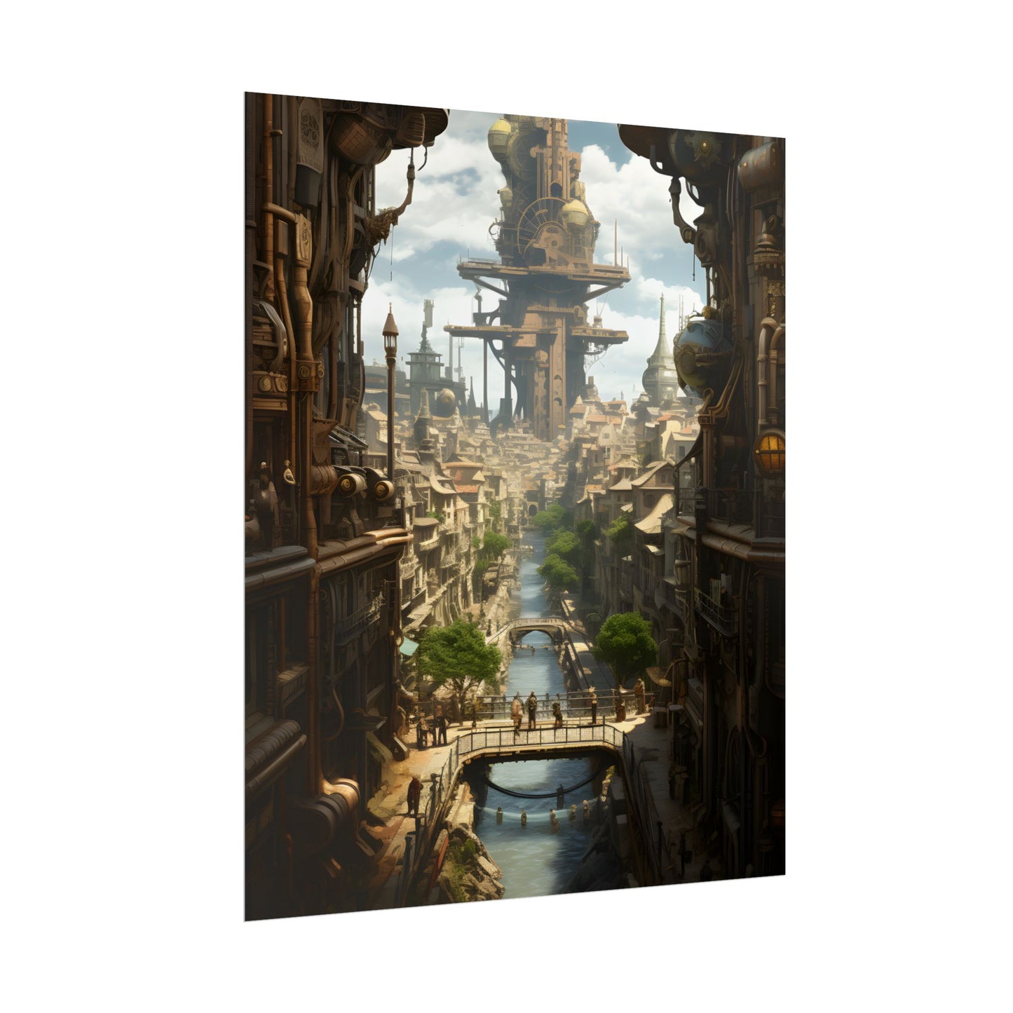 Steampunk Paris 1875: Vintage Cityscape Artwork - Poster