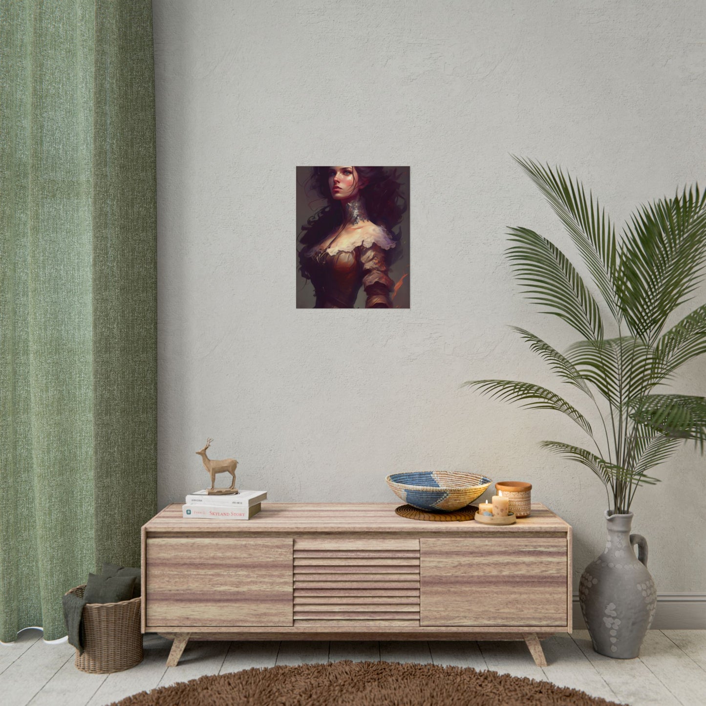 Lovely Brown Hair Portrait: Stunning Female Art - Poster
