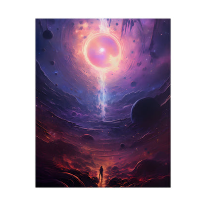 Black Hole Cosmic Odyssey: Dark Planet in Space Art - Poster