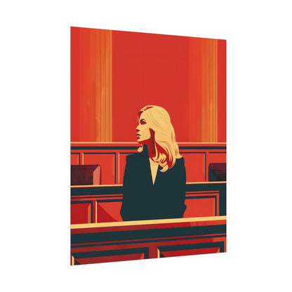 Elegant Woman in White: Modern Art Portrait - Poster