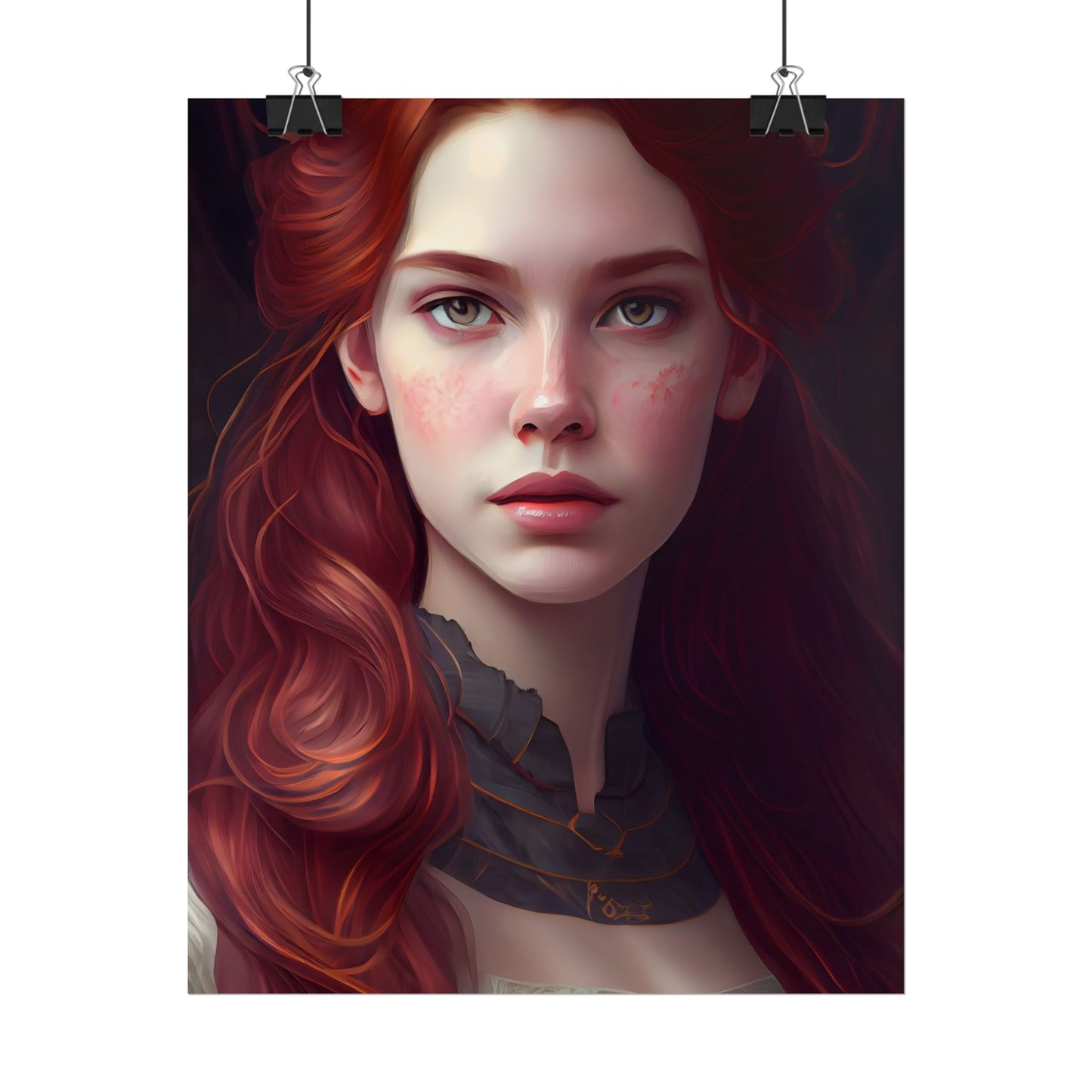 Beautiful Redhead Female Portrait: Classic Timeless Artwork - Poster