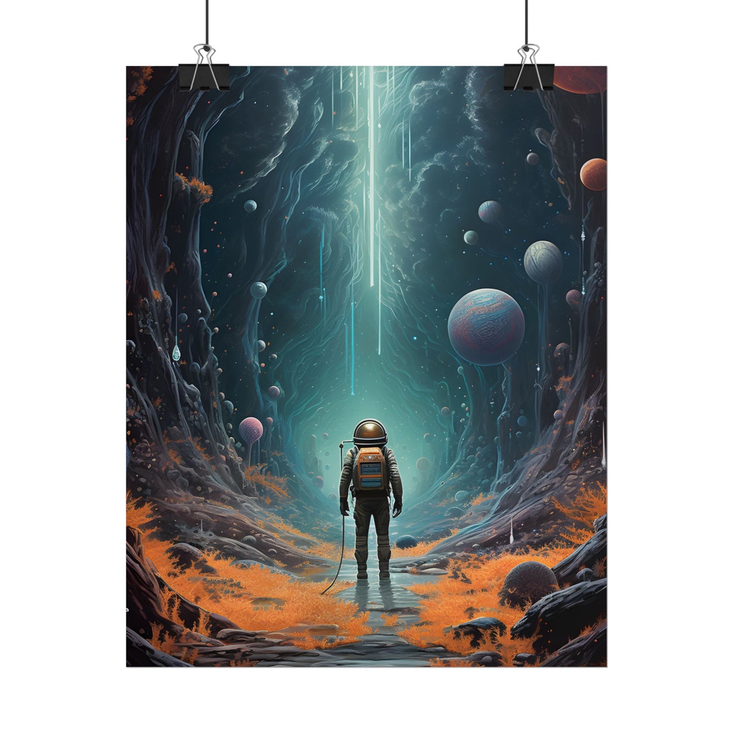 Futuristic Explorer: Sci-Fi Wilderness Encounter Digital Art - Poster