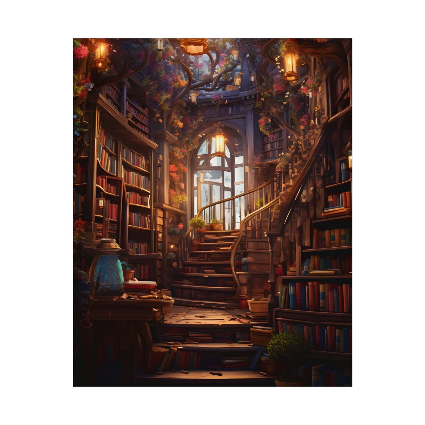 Whimsical Bookshop: Enchanting Magical Artwork - Poster