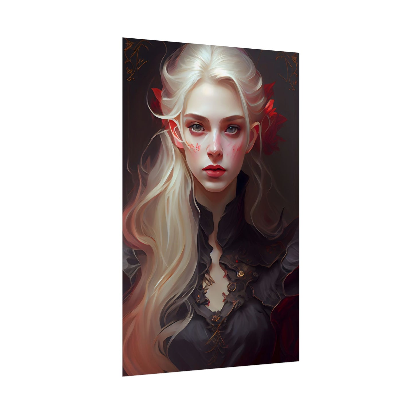 Beautiful Blonde Portrait: A Stunning Female in Black Top - Poster