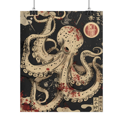 Stylized Japanese Octopus: Minimal Artwork - Poster