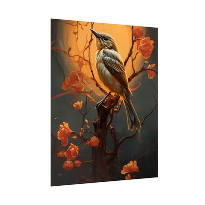 Enigmatic Songbird Guardian: Urban Artwork - Poster