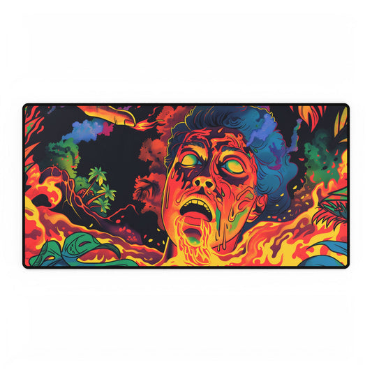 Whimsical Reading Moment: Cartoonish Illustration - Desk Mat