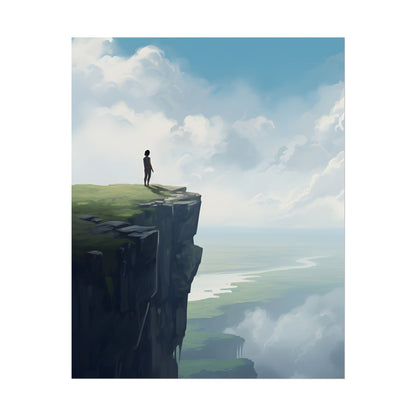 Spring Afternoon Outdoor Scene: Person Walking on Sidewalk - Poster
