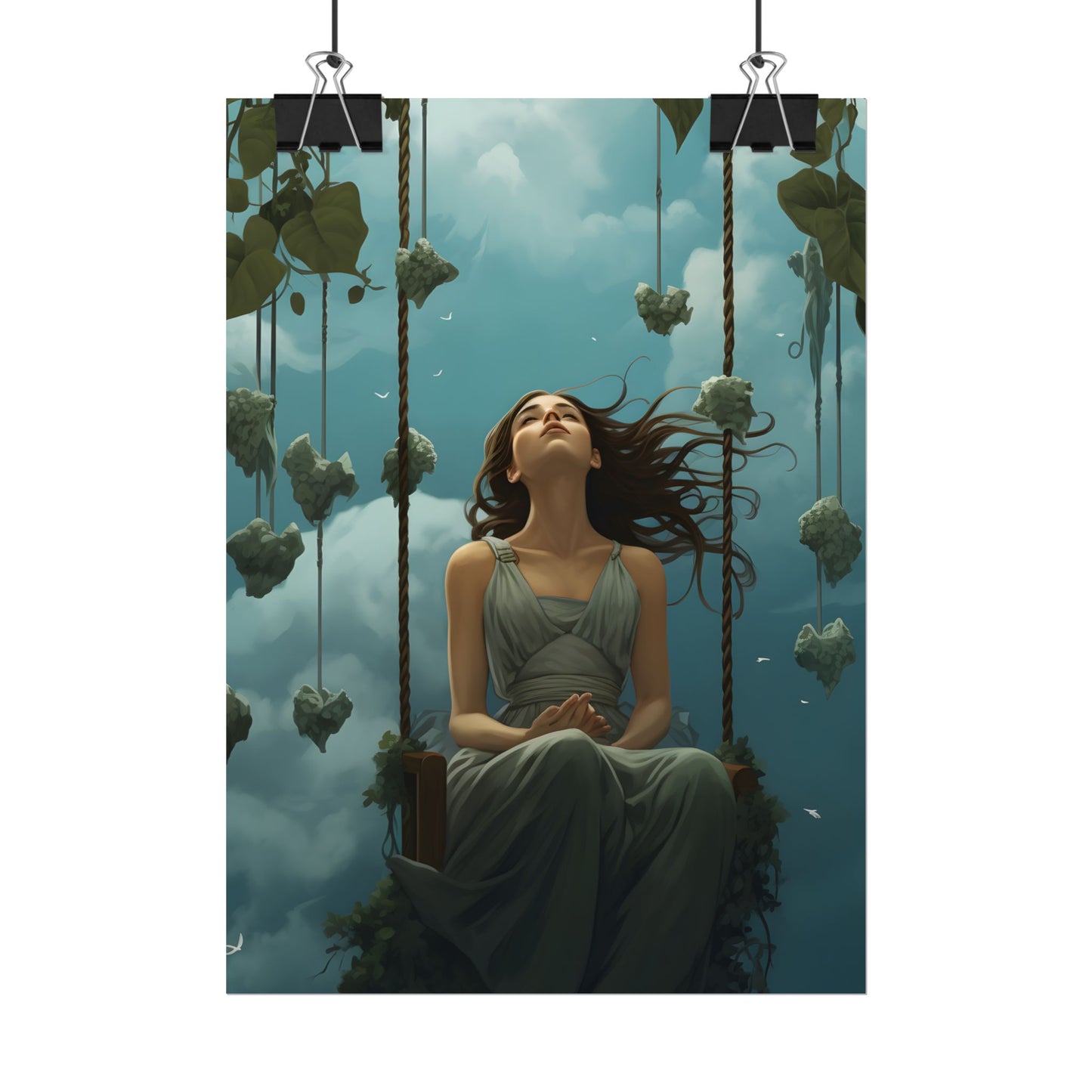 Person at Desk with Laptop: Digital Artwork - Poster