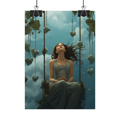 Person at Desk with Laptop: Digital Artwork - Poster