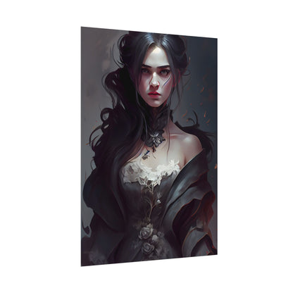 Black Haired Female Portrait: Elegant Outdoor Beauty - Poster