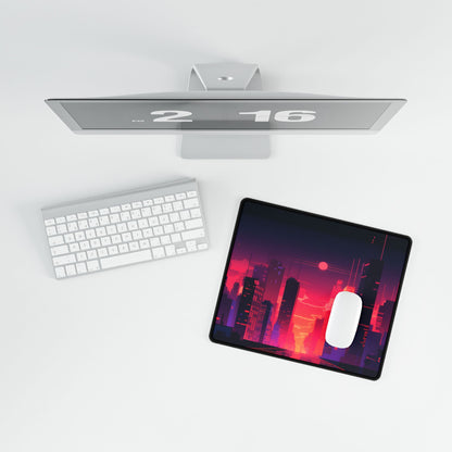 Cyberpunk Night City: Melancholic Digital Artwork - Desk Mat