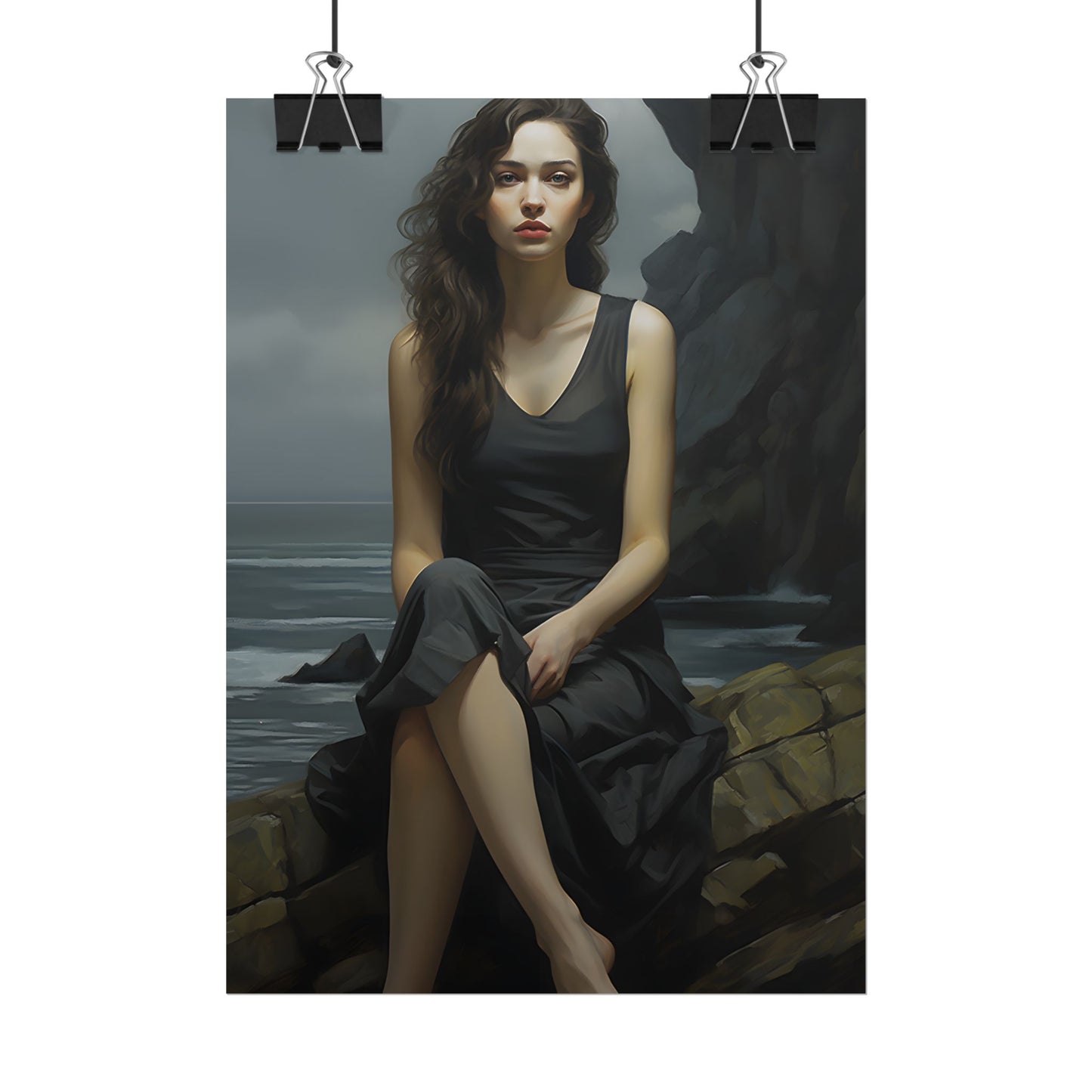 Serene Face with Glasses: Neutral Expression Art - Poster