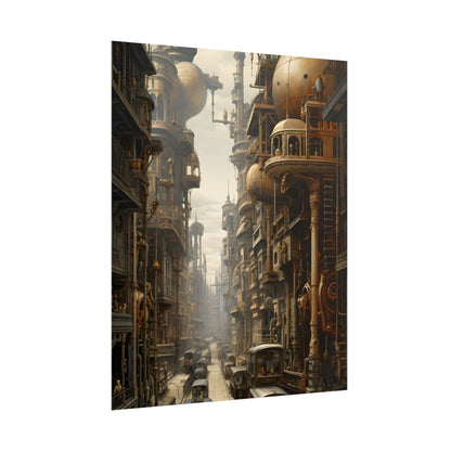 Steampunk Cityscape: A Glimpse into Jules Verne's Paris - Poster