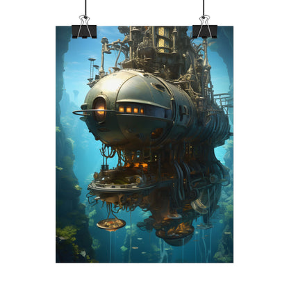 Steampunk Oceanic Adventure: Crew Sails the Horizon - Poster