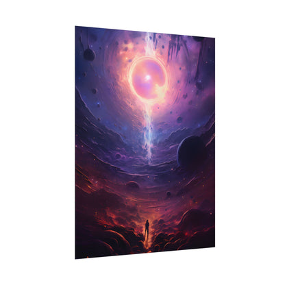Black Hole Cosmic Odyssey: Dark Planet in Space Art - Poster
