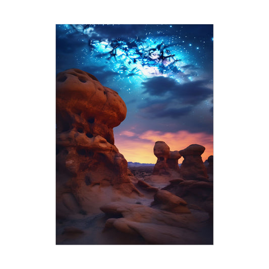 Galactic Stargazing: Serene Night Sky Art - Poster