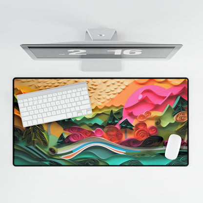 Magical Beach Landscape: Paper Quilling Art Piece - Desk Mat