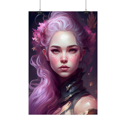 Astonishing Female Portrait with Pink Hair: Dre Artwork - Poster