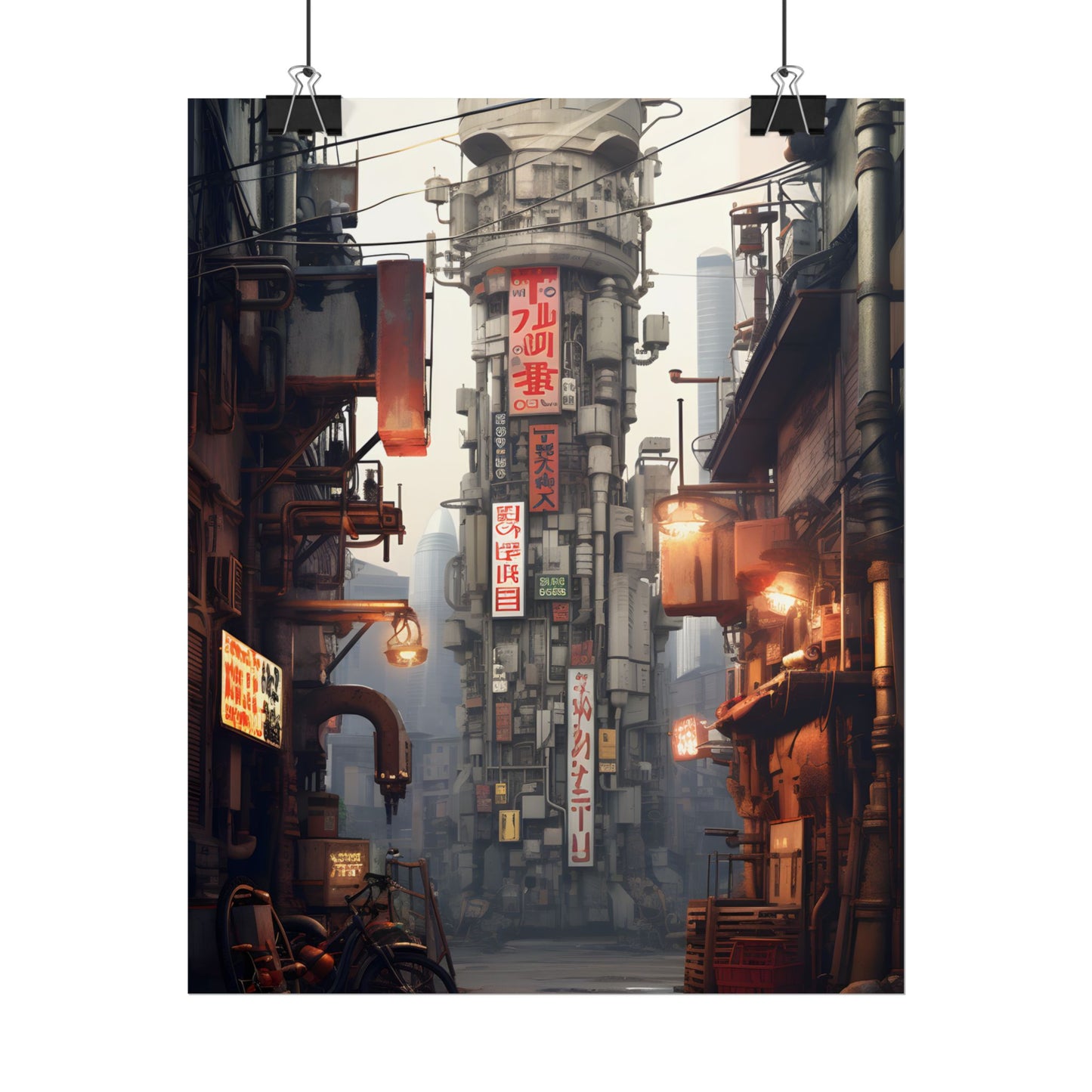 Steampunk Post-Apocalypse: Detailed Cityscape Digital Art - Poster