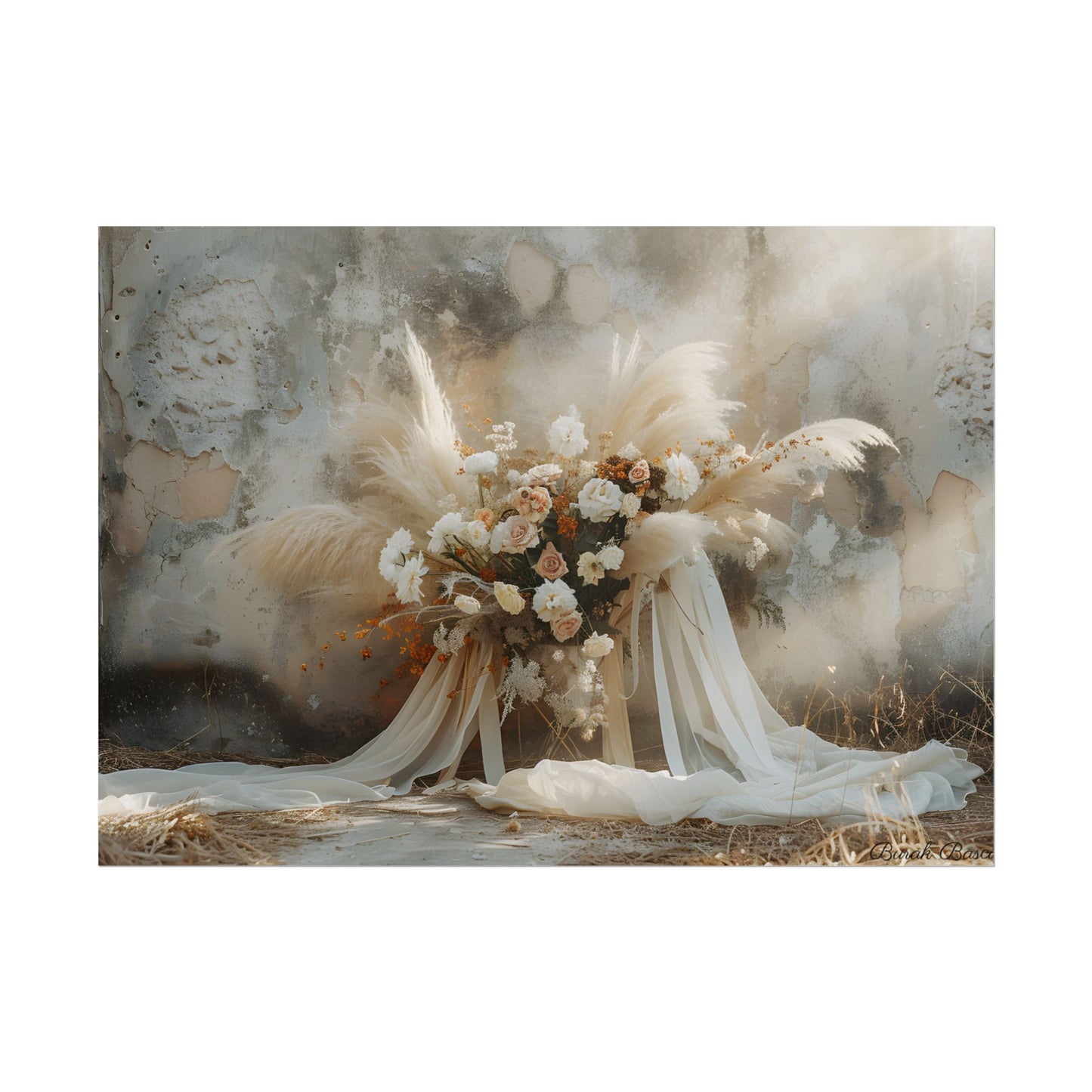 Whimsical Floral Bloom: Pampas Grass Artwork - Poster