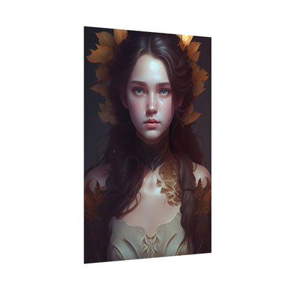Brown Hair Female Portrait: Artistic Style Digital Art - Poster