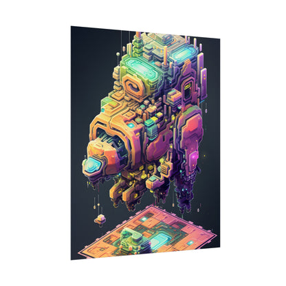 Pixel Punk Pets: Digital Artwork of Cyber-Pets in Pixelated World - Poster