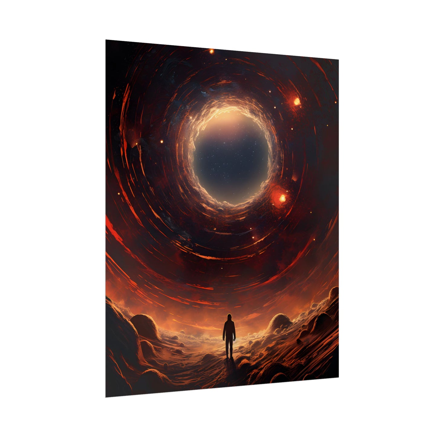 Black Hole Cosmic: A Realistic Digital Artwork of a Planet in Orbit - Poster