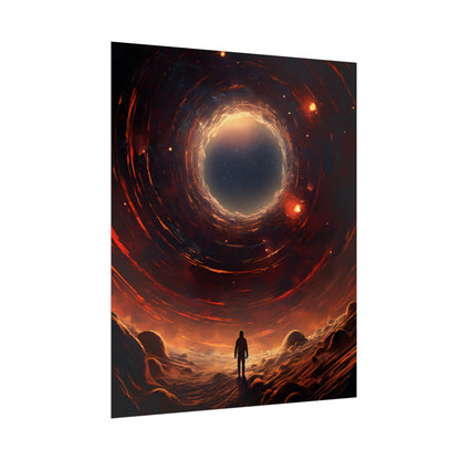 Black Hole Cosmic: A Realistic Digital Artwork of a Planet in Orbit - Poster