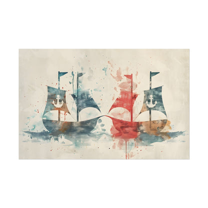 Vintage Nautical Flags: Antique Maritime Heraldry Illustration - Poster