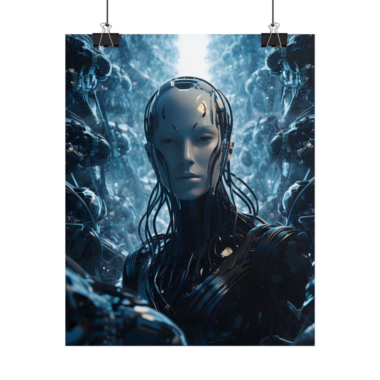 Robot Orchestra Symphony: Futuristic City Digital Art - Poster