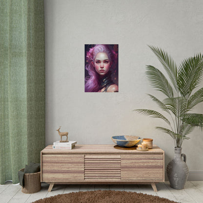 Astonishing Female Portrait with Pink Hair: Dre Artwork - Poster