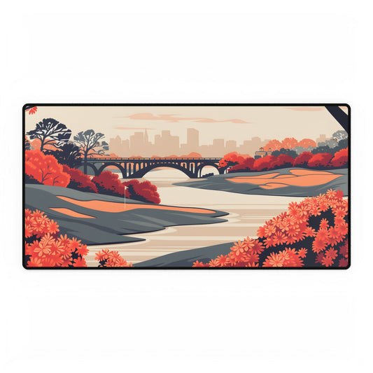 Retro Golf Course Illustration: Classic Greens - Desk Mat