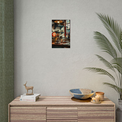Retro Warmth: Cozy Lukes Diner Coffee Scene Art - Poster