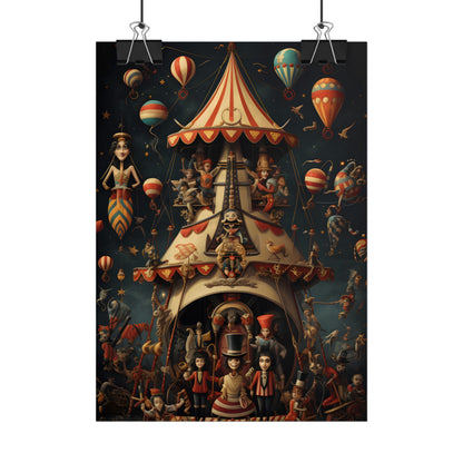 Whimsical Clockwork Circus: Fantastical Artwork in Vibrant Colors - Poster