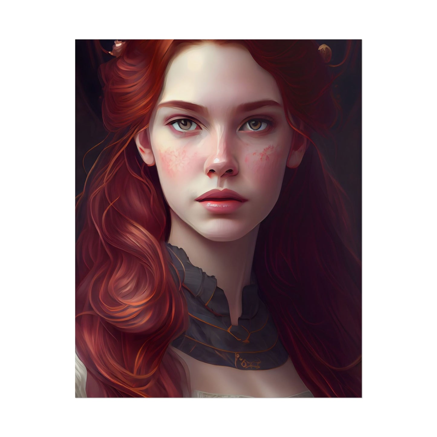 Beautiful Redhead Female Portrait: Classic Timeless Artwork - Poster