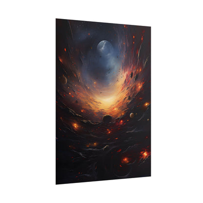 Cosmic Orbit: Six Planets Swirl Around a Black Hole - Poster