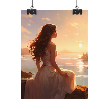 Vibrant Beach Scene: Summer Day with Sun-Kissed Figure - Poster