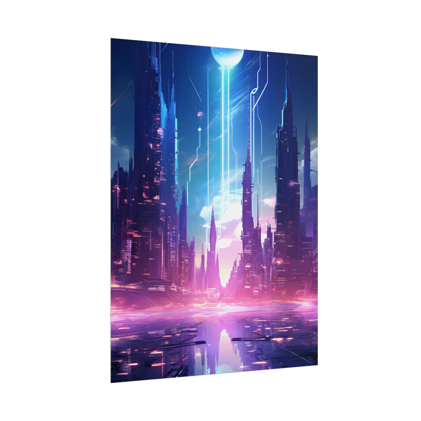 Futuristic Cityscape: Cyberpunk Dreams in a Dystopian World - Poster