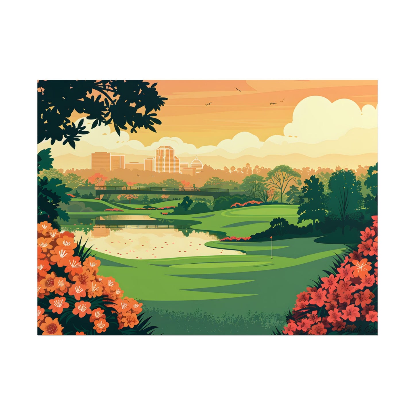Retro Golf Illustration: Augusta National Georgia - Poster