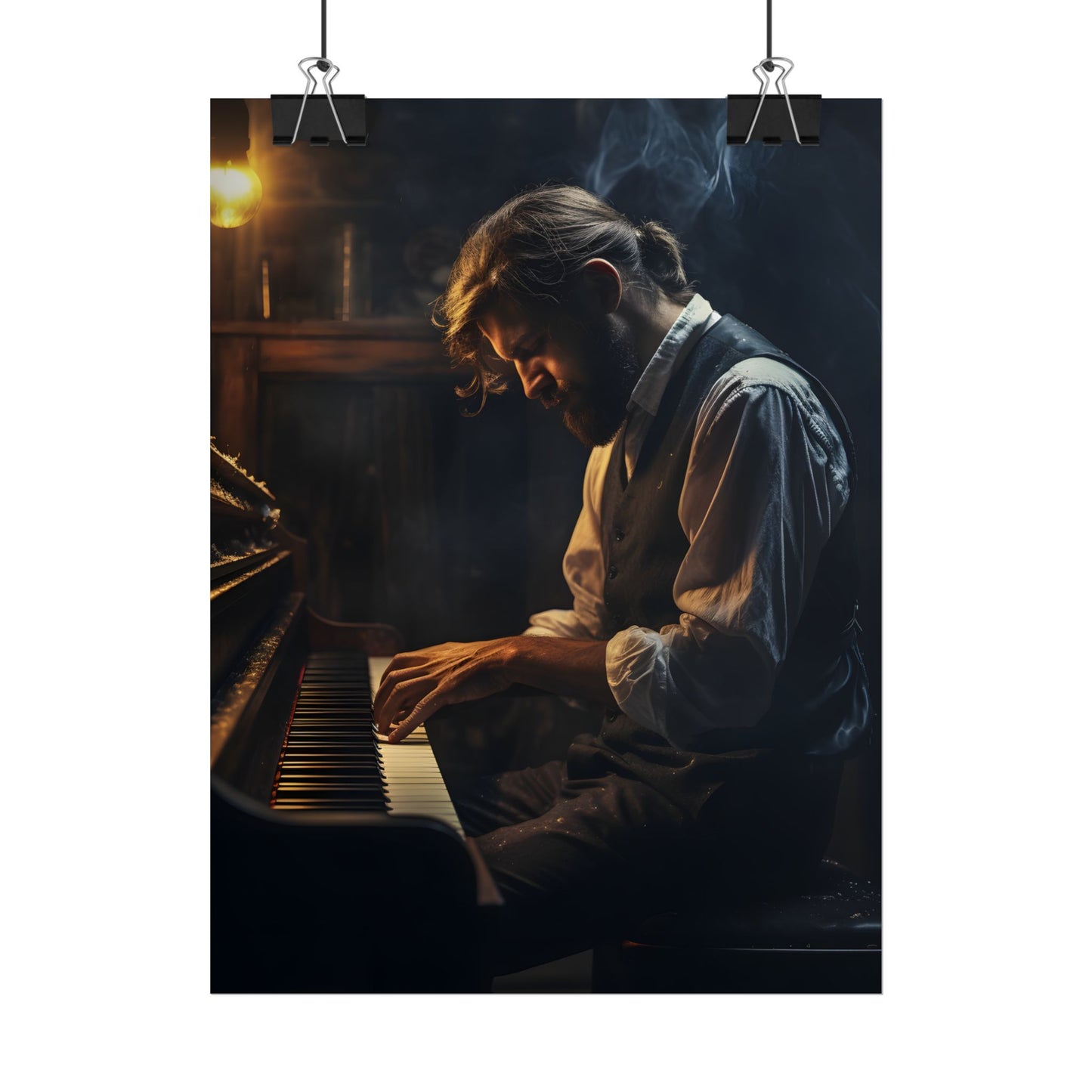 Mysterious Piano Maestro: Musical Artwork - Poster